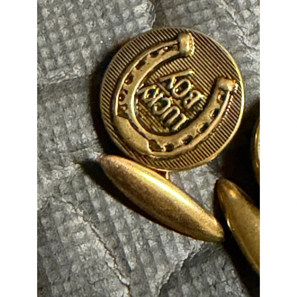 Vintage Cufflinks Goldtone Lucky Boy Horseshoe Accordion Novelty Mens MCM